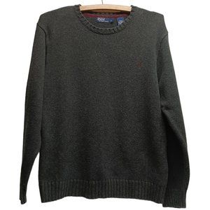 RALPH LAUREN HEAVY COTTON CREWNECK SWEATER, GRAY, SIZE LARGE
